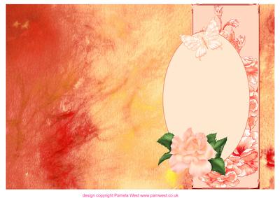 Peach Silk Quick Card with Butterfly and Roses