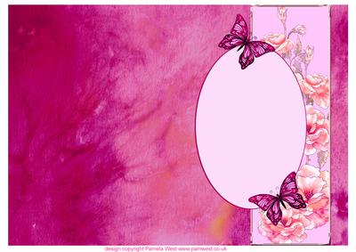 Plum Silk Quick Card with Butterflies and Roses