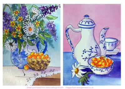 Bowl of Cherries and Coffee Pot 2 Watercolour Toppers