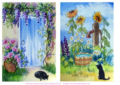 Blue Door and Wisteria Anda Cat and Sunflowers Toppers