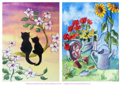 Cat Sweethearts and Wheelbarrow of Flowers Toppers