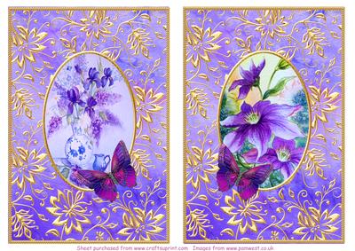 2 Floral Watercolour Toppers, Lilacs and Clematis