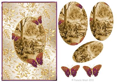 Sepia Autumn with Butterflies Decoupage