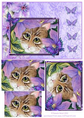 Cat, Clematis and Butterflies Step by Step Decoupage