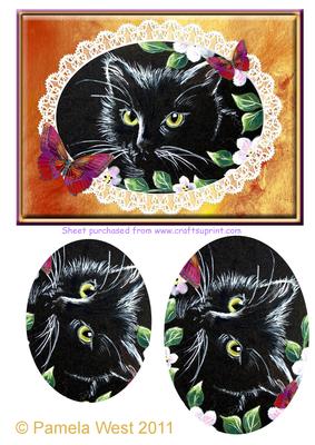 Black Cat and Butterflies Step by Step Decoupage