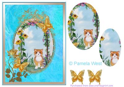 Ginger Cat and Butterflies Step by Step Decoupage