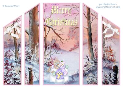 Pink Winter Theatre Fold Card