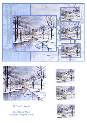Church in Snow Decoupage
