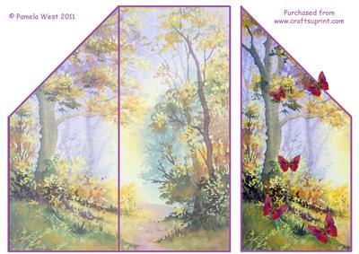 Autumn with Butterflies Angled Front Dl Card
