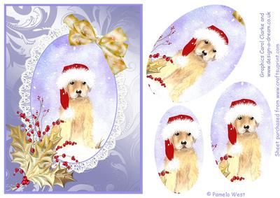 Christmas Santa Puppy Decoupage