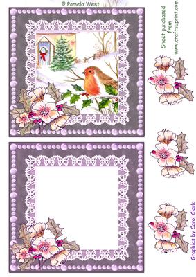 Robins with Lilac Frame Step by Step Decoupage