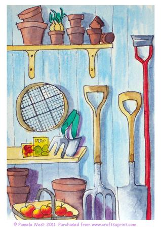 In the Potting Shed Original Watercolour Painting