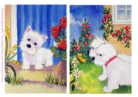 Let Me in and Westies Watching Butterflies, Original Art