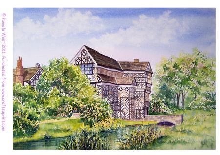 Morton Hall Cheshire. Original Watercolour Painting