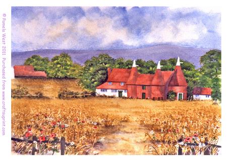 Oast Houses Kent Original Watercolour Painting