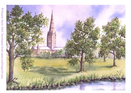 Salisbury Cathedral Original Watercolour Painting