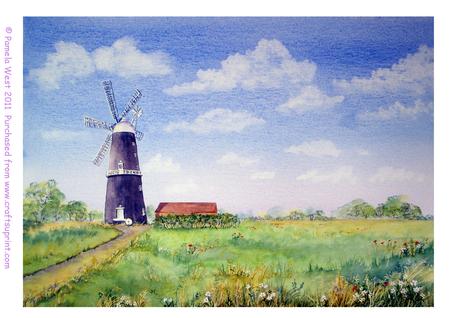 Sibsey Mill Original Watercolour Painting