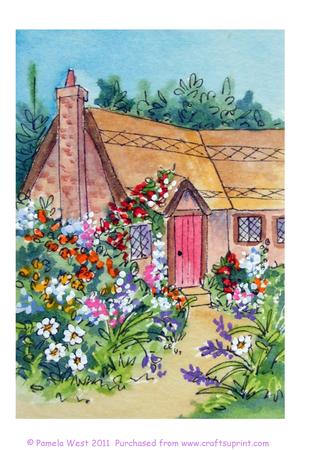 Thatched Cottage and Garden Original Watercolour Painting