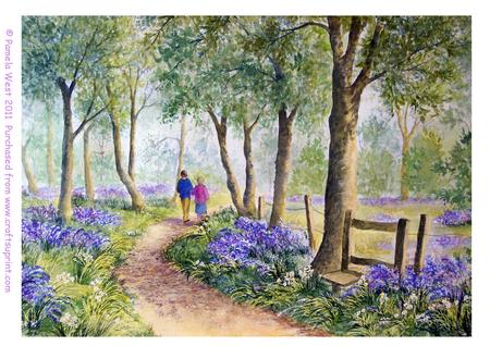 Walk in the Bluebell Wood Original Watercolour Painting