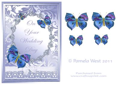 On Your Wedding Day Blue Butterfly Decoupage