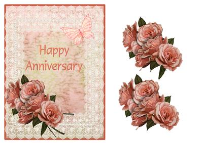 Happy Anniversary Butterflies Roses and Lace