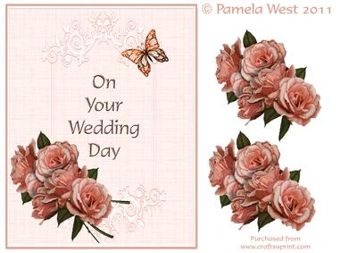 On Your Wedding Day Butterflies and Roses Decoupage