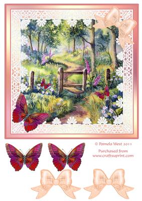 Woods in Summer with Butterflies, Step by Step Decoupage