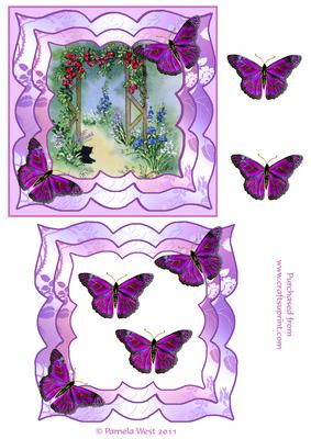 Cat in the Garden with Butterflies Topper