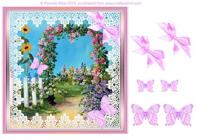 Black Cat by the Archway with Butterflies Decoupage