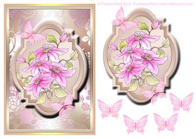 Clematis with Butterflies Watercolour Step by Step Decoupage