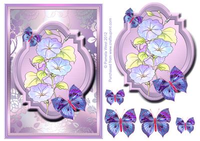 Morning Glory with Butterflies Watercolour Decoupage