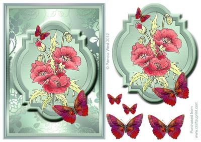 Poppies with Butterflies Watercolour Step by Step Decoupage
