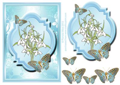 Snowdrops with Butterflies Watercolour Step by Step Decoupag