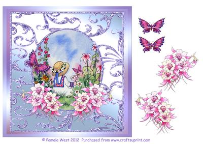 Picking the Flowers Watercolour Decoupage with Butterflies