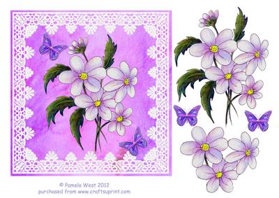 Daisies and Butterflies Decoupage Sheet
