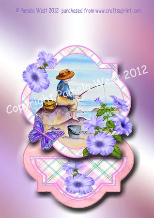 Boy Fishing - Victorian Children in Watercolour - Easel Card