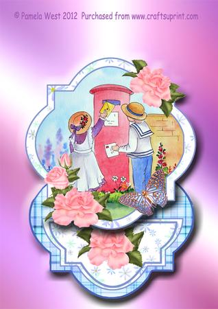 Posting a Letter Victorian Children Easel Card Kit