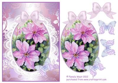 Watercolour Cameo with Lace Clematis Decoupage Sheet