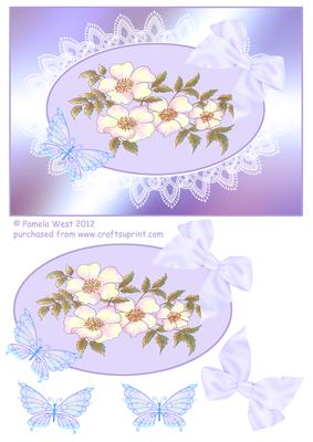 Watercolour Cameo with Lace Dog Roses Decoupage