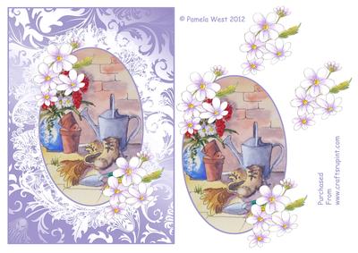 Watercolour Cameo with Lace. Gardening Boots Decoupage