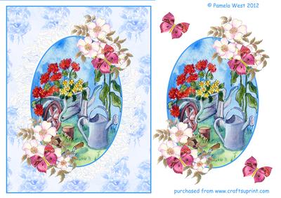 Watercolour Cameo with Lace Wheelbarrow Decoupage Sheet