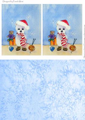 Christmas Westie Knitter Topper and Background