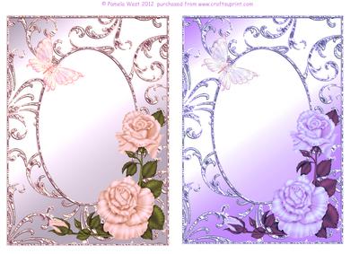 Roses and Butterflies Card Fronts Set 3