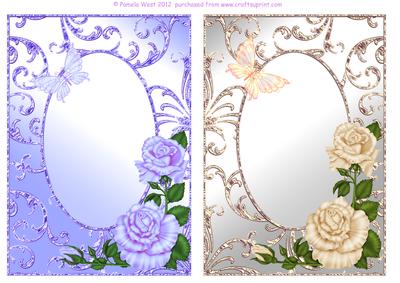 Roses and Butterflies Card Fronts Set 2