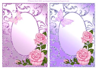 Roses and Butterflies Card Front Set 1