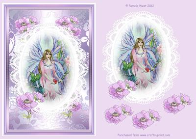Watercolour Cameo Fairy with Anemones