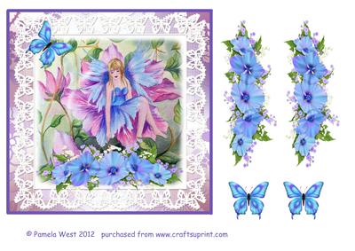Watercolour Clematis Fairy Decoupage Sheet
