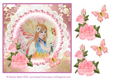 Watrecolour Fairy and Butterflies Decoupage Sheet