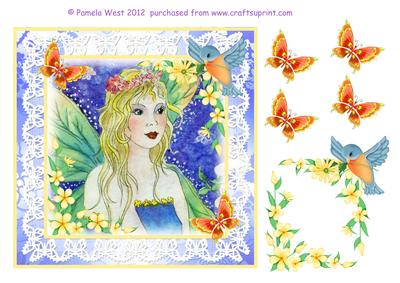 Watercolour Flower Fairy and Bird Decoupage Sheet