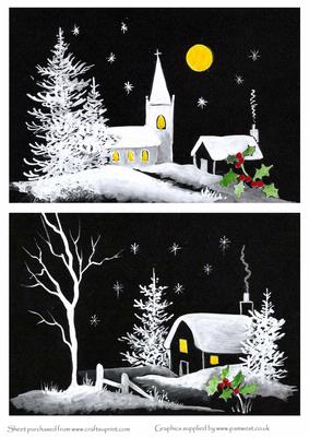 Black and White Christmas Scenes 1 Original Art